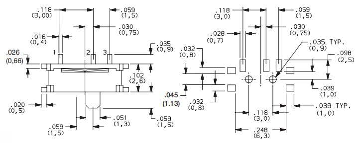 switch land pattern and footprint